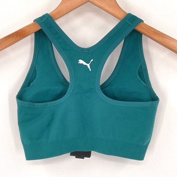 Puma 4Keeps Shapeluxe Seamless Sports Bra Padded Stretch Medium Impact Green XS - Picture 2 of 8